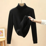 Sweater Women Winter Thick Plush Fleece Lined Knit Pullover Warm Soft Knitwear Jumper Slim Sueter Top New Malhas