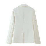 Fongt Women's Explosive Stylish Elegant White Collar Jacket Casual Long-Sleeved Jacket