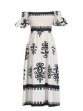 Fongt Temperament Elegant Wind 2025 Spring New Fashion Print Shoulder Bubble Sleeve Folded Dress