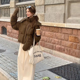 Glove Style Candy Color Down Jacket Female Short Style 2024 Winter Fashion Dopamine Small Bread Clothes Coat Tide-Outfit