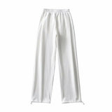 Summer New Wide-Legged Trousers Hong Kong Style Casual Floor Trousers Ladies Loose Exercise Leg Drawstring Trousers-Outfit