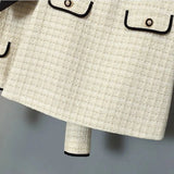 2023 Autumn Winter 2 Piece Set Women Short Woolen Tweed Jacket Coat & Bodycon Mini Skirt Set Women Two Piece