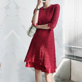 dress 2023 spring and autumn new style large size women's medium sleeve medium length A-line