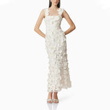 French Style Dress Women's 2025 Summer New Long Dress Elegant Three-Dimensional Flowers Loose Slings Beach