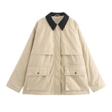Fongt Women's Clothing Burst Lint-Tuff Clip Loose Warm Cotton Jacket
