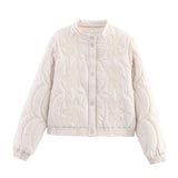 Fongt Women's Clothing 2025 Winter Small Collar Single Row Buckle Long-Sleeved Embroidered Cotton Coat Women A15067