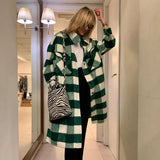 New Women Oversized Coat Long Checked Casual Fashion Chic Women Jackets Long windbreaker