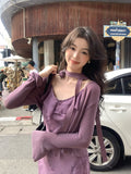 Fongt Xixi 2025 Spring And Summer New Korean Version Horn Sleeves Long-Sleeved Knitted Shirt Women's Sunscreen Shawl 25215