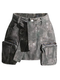 Fongt Trend A-Line Denim Skirt Autumn 2024 New Tail Splicing Pocket Design Tooling Pear-Shaped Women's Dress-Outfit