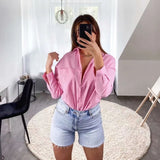 Fongt Women's Clothing 2025 Summer New Loose Cotton Pocket Dress Long-Sleeved Shirt Top B88281