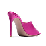 Women's Fashion Hot Selling Large Size Rose Red Black Nude PU Sardine Thin High Heels Muller Drag E-Commerce Merchant Eb-Outfit