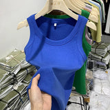 Girls Tight Anti-Smooth Threaded Vest Women's Spring And Summer Suit Slim Top Ins Tide-Outfit