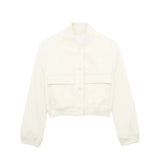 Autumn Women's Jacket Large Pocket French Solid Color Single Breasted Baseball Uniform Y13-69536-Outfit