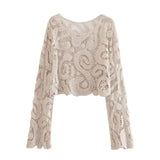 New Two-Color Crochet Short Knitted Blouse In Summer-Outfit