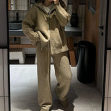 Fongt 2025 New Women's Languiled Collar Knitted Trousers Two-Set