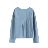 New French Short Version V-Collar Shirt A-Shaped Skirt Pull-Rope Straight Jeans-Outfit