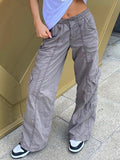 Washed Pocket Solid Cargo Pants-Outfit