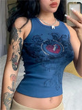 crop tank top with heart rhinestone