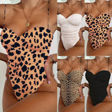Fongt Hot Style Female One-Piece Swimsuit Leopard Print Integrated Bikini-Outfit