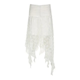 Fongt Dark Wind Lace Flounce Ribbon Skirt New Low Waist Irregular-Outfit