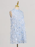 Fongt Sweet Style Dress Women 2025 Spring And Summer New Fresh Pearl Flowers Splicing Design Short