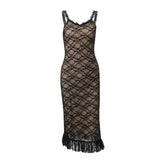 Fongt Women's Wear 2023 Autumn Hot Style Sexy V Neck Low Breast Temperament Lace Mesh Splicing Halter