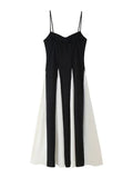 Fongt Women's Clothing 2025 Spring New Black And White Splicing Big Dress Slings Hanging Dress