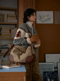 Reindeer Print Knitted Cardigan-Outfit