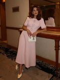 Dress Spring And Autumn Premium Sense 2025 New Diamond Round-Neck Collage Bow Fashion Design Feeling Waist Long