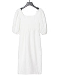 Fongt Wind Dress Woman 2025 Spring New Sweet And Simple Bling Solid Color Bubble Bubble Sleeve Short
