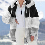 Fongt 2025 Autumn And Winter Warm Plush Bulbla Chain Pocket Hooded Loose Coat Woman