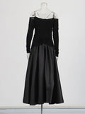French Style Shoulder Folding Long-Sleeved Dress In Spring 2025 New Temperament Elegant High-End Evening