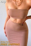Piece Sets Womens Outfits Summer 2023 Strapless Tube Top and Long Bodycon Skirts Solid Slim Streetwear Outfits Matching