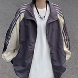 Contrast Stripe Zip Up Jacket-Outfit