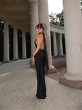 Fongt Summer New Women's Pure Color Tie With Waist Temperament Fashion Dress Dress
