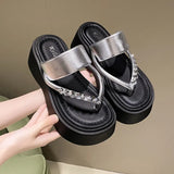 Fongt Bottom Slippers Women Wear Summer 2025 Summer New Water Drill Angle Flip-Flops With Skirt Beautiful Beach Shoes