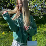 sweaters Print Streetwear Oversized Fashion Loose Knitwear Pullovers Casual Autumn Winter Knitted Jumper Sweater