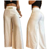 Fongt Solid Color Wide Leg High Waist Trousers Loose Show Thin Metal Bell-Bottom Trousers Can Be
