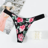 Ice Silk Scarless Thongs Women Print Low-Waist Sexy T-Sants Hot Seduction Yoga Invisible Trousers