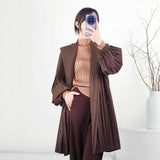 Fongt Three Folded New Dress Casual Style Folded Folded Long Skirt