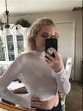 Fongt Short Long Sleeve Perspective Mesh T Shirt Shirt Female T Shirt Mesh Polyester