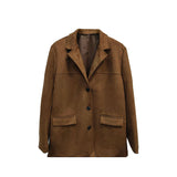 Fongt Autumn And Winter New Women's Wear Temperament Retro Brown Loose Pocket Long Sleeve Suit Jacket