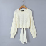 New Street Style Open-Back Knitted Sweater In Autumn Is Tied With A Bow.-Outfit