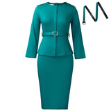 Fongt Women's 2025 New Fashion Round-Neck Temperament Tongle OL Pencil Skirt African Dress
