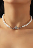 Planet Pearl Necklace-Outfit