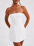 Strapless Solid Mini Dress-Outfit