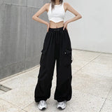 Fongt Overalls Casual Pants Female Summer Versatile Straight Down Leg Pants Loose Wide Leg Pants