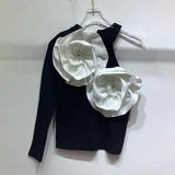 Fongt Babes In Autumn 2025 New Fashion High-End Design Sense Splicing Flowers To Repair Knitted Tops For Women