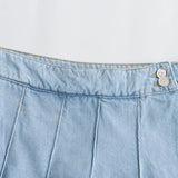 New Pleated Fashion Short Denim Skirt 6147102-Outfit