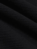 Off Shoulder Black Ribbed Long Sleeve Knit Top-Outfit